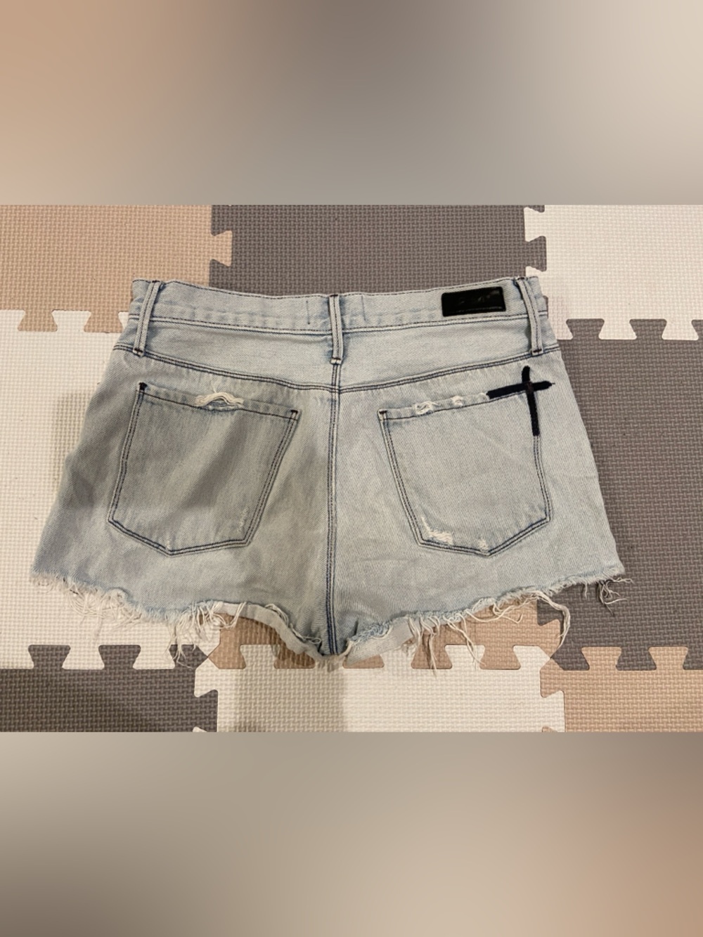 Light Blue Distressed High-Rise Women’s Jean Shorts - Picture 5 of 6